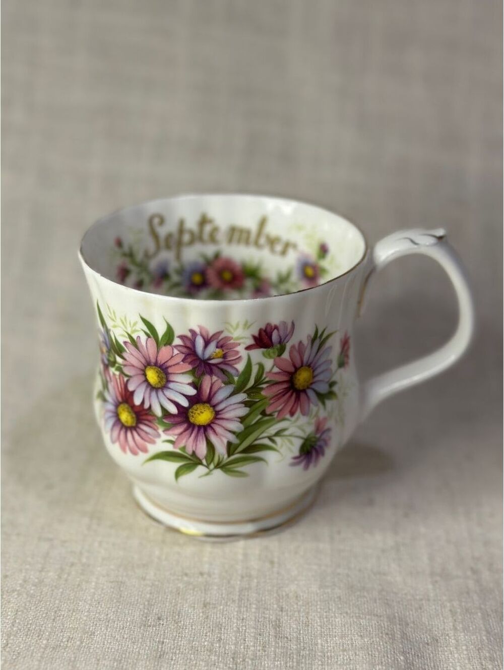 Royal Albert Bone China September Michaelmas Daisy Flower of the Month Teacup